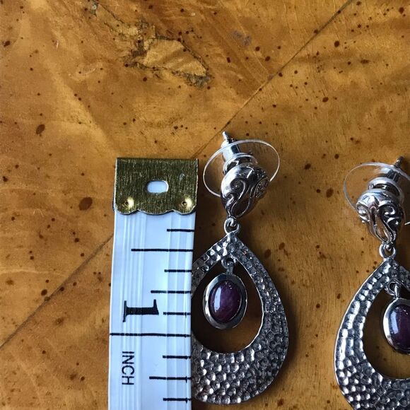 Natural Star Ruby Sterling Silver Earrings Discounted - Picture 3 of 6